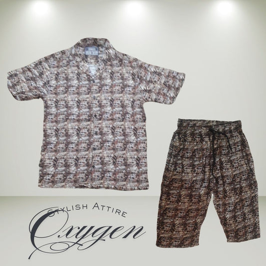 Printed Button-Up Shirt & Shorts Set |  Vibrant Summer Outfit for Men & Women